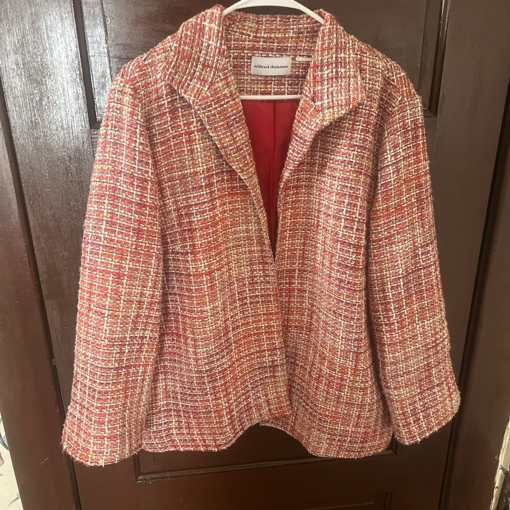 Alfred Dunner Red Multi-Tone Tweed Jacket